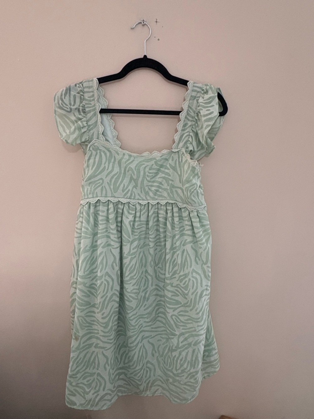 Blu Pepper Mint Green Zebra-Print Puff Sleeve Dress